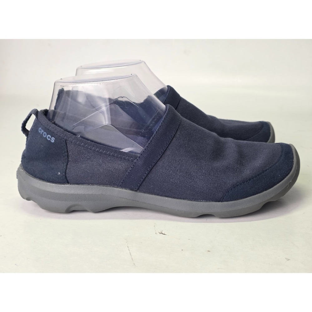 Crocs Women's Shoes Size 8 Navy Blue Canvas Slip On Loafers Ballets 202338